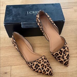 J. Crew Leopard-Print Pointed D'Orsay Flats in Brown and Black